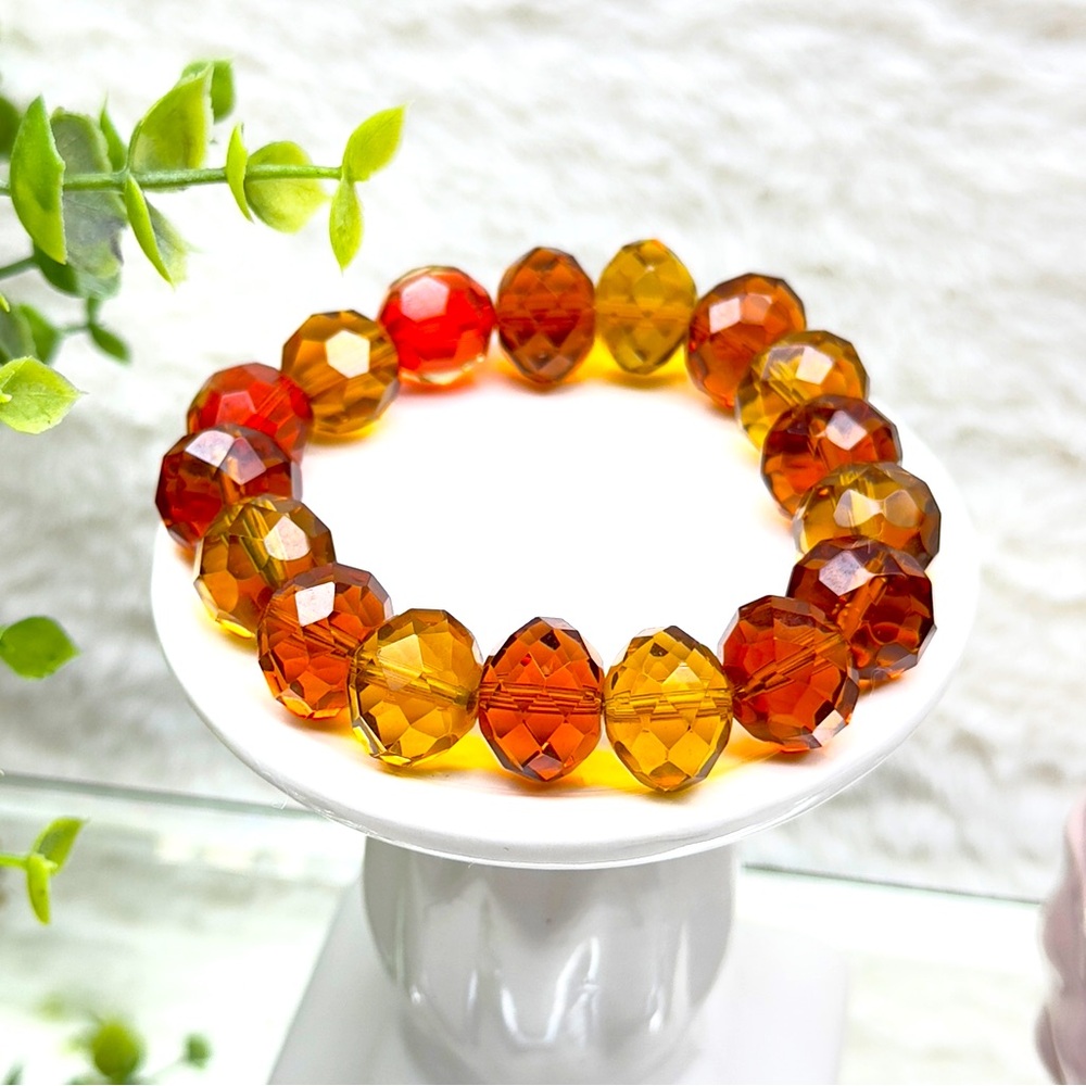 Stretch Crystal Amber Faceted Bracelet (unisex)